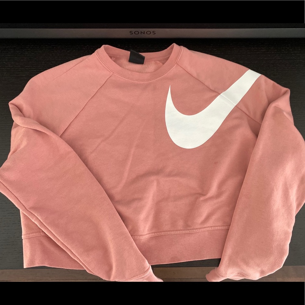 Nike dri fit cropped pink sweatshirt size small